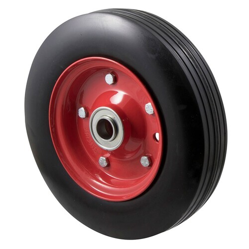 200kg Rated Industrial Black Rubber Wheel - 280 x 70mm - 3/4" Deep Groove Bearing