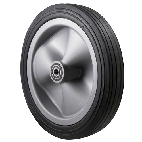 150kg Rated Black Rubber Industrial Wheel - 400 x 70mm - 20mm Precision Ball Bearing