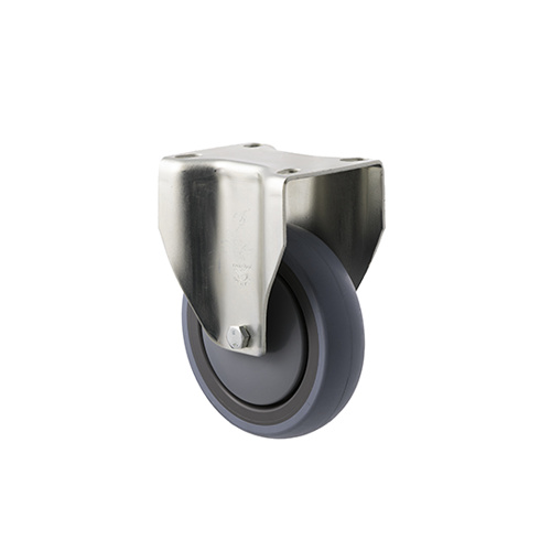 100kg Rated Industrial Castor - Grey Rubber Wheel - 125mm - Plate Fixed - Ball Bearing - NA