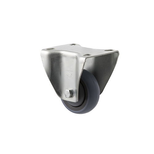 100kg Rated Industrial Castor - Grey Rubber Wheel - 75mm - Plate Fixed - Ball Bearing - ISO