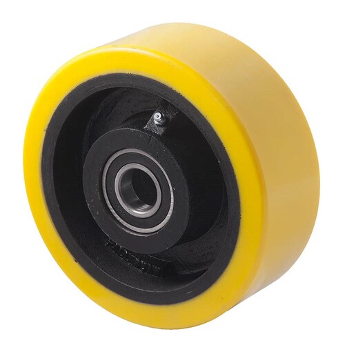 2000kg Rated Polyurethane On Cast Iron Industrial Wheel - heavy Duty - 254 x 75mm - Ball Bearing