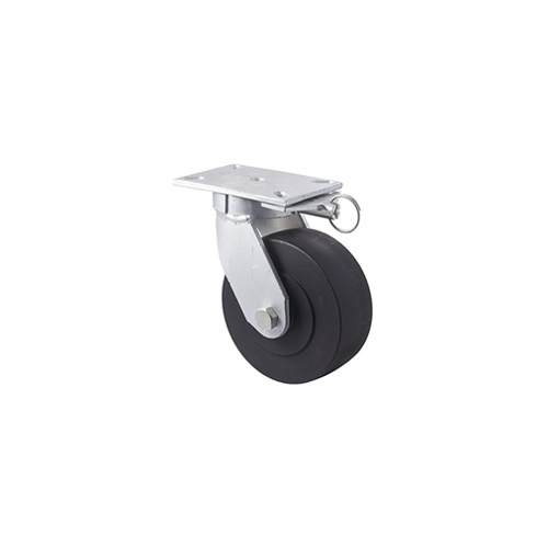 2450kg Rated Industrial Castor - Polymer Wheel - 200mm - Plate Direction Lock - Ball Bearing
