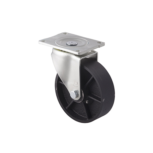 250kg Rated High Low Temp Cast Iron Castor - 150mm - Plate Swivel - 200°C to 400°C - ISO