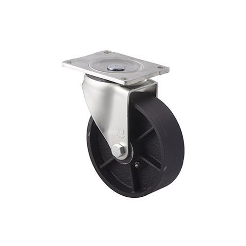 250kg Rated Low Temp Cast Iron Castor - 150mm - Plate Swivel - ISO