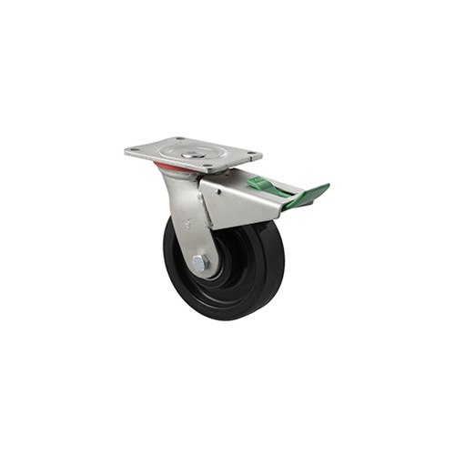 600kg Rated Industrial Castor - Nylon Wheel - 150mm - Plate Direction Lock - Ball Bearing ISO