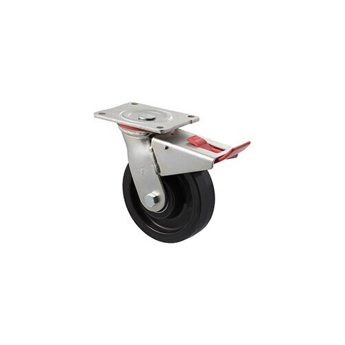 600kg Rated Industrial Castor - Nylon Wheel - 150mm - Plate Brake - Ball Bearing - ISO