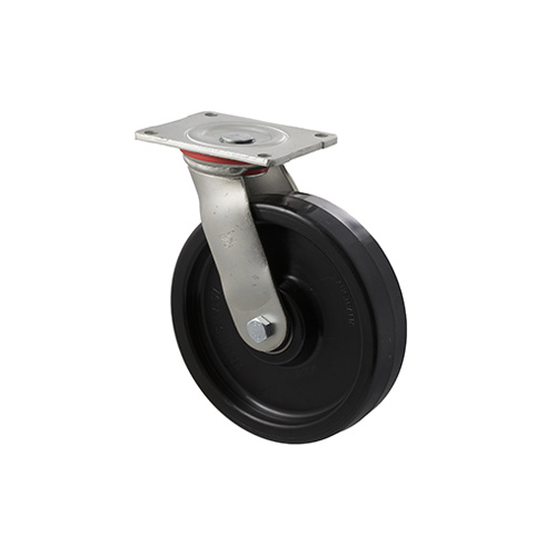 600kg Rated Industrial Castor - Nylon Wheel - 200mm - Plate Swivel - Ball Bearing - ISO