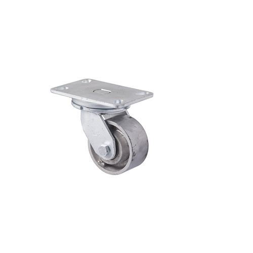 450kg Rated Industrial Cast Iron Castor - 102mm - Plate Swivel - Ball Bearing
