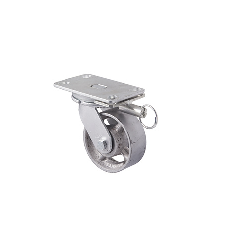 450kg Rated Industrial Cast Iron Castor - 102mm - Plate Direction Lock - Ball Bearing