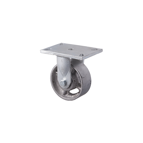 590kg Rated Industrial Cast Iron Castor - 127mm - Plate Fixed - Ball Bearing