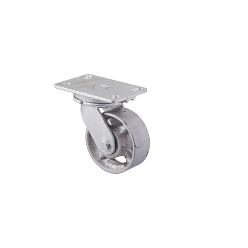 590kg Rated Industrial Cast Iron Castor - 127mm - Plate Swivel - Ball Bearing