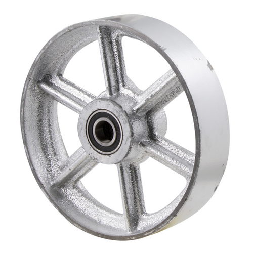 820kg Rated Industrial Heavy Duty Cast Iron Wheel - 203 x 50mm - Ball Bearing