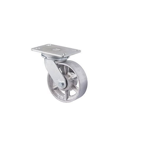820kg Rated Industrial Cast Iron Castor - 203mm - Plate Swivel - Ball Bearing