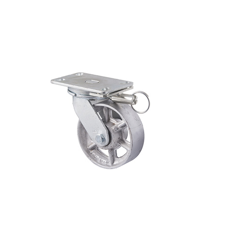 820kg Rated Industrial Cast Iron Castor - 203mm - Plate Direction Lock - Ball Bearing