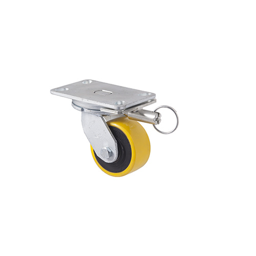 600kg Rated Industrial Cast Iron Castor - Polyurethane on Cast Iron Wheel - 102mm - Plate Direction Lock - Ball Bearing