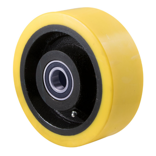 1000kg Rated Polyurethane on Cast Iron Industrial Heavy Duty Wheel - 152 x 50mm - Ball Bearing