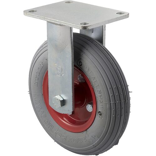 50kg Rated Industrial  Castors - 200mm - Semi Pneumatic Wheel - Plate Fixed - ISO