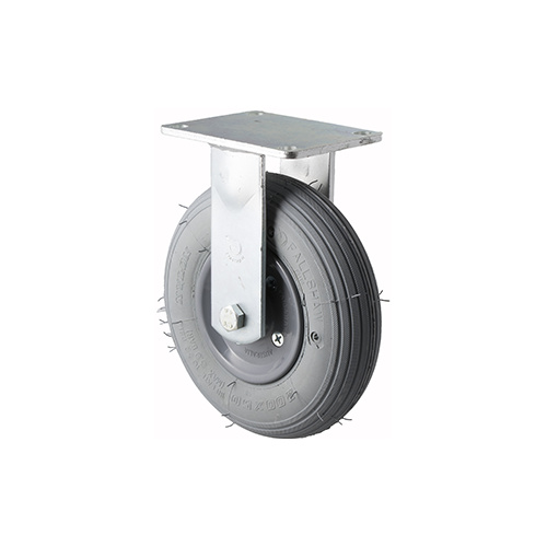 75kg Rated Industrial Castor - 200mm - Plastic Centred Rubber Tube Wheel - Plate Fixed - NA