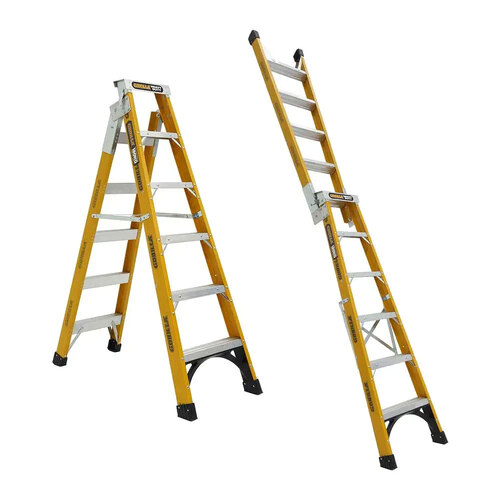 Dual purpose 150kg Rated ladder 1.8-3.2m (6-11ft) Heavy Duty Industrial Fiberglass