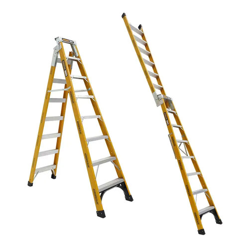 Dual purpose 150kg Rated ladder 2.4-4.5m (8-15ft) Heavy Duty Industrial Fiberglass