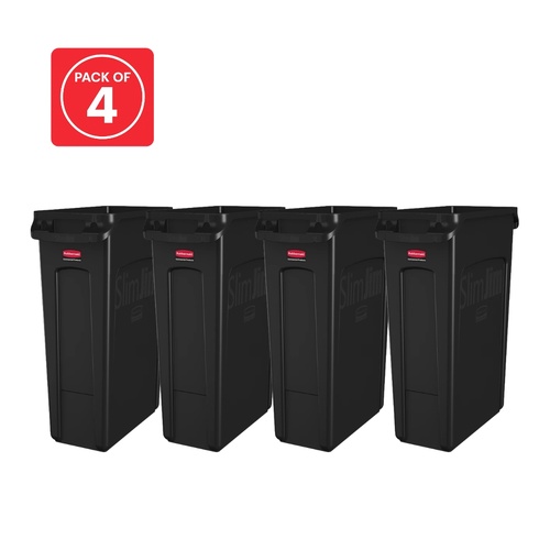 4 Pack 87L Slim Jim with Venting Channels - Black