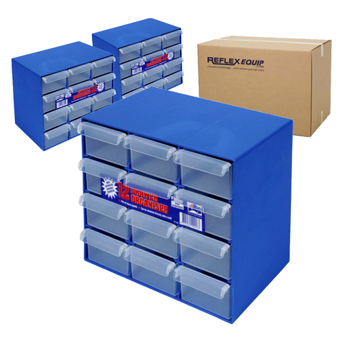 6 X Fischer Storage Drawer Organiser - 12 Drawer