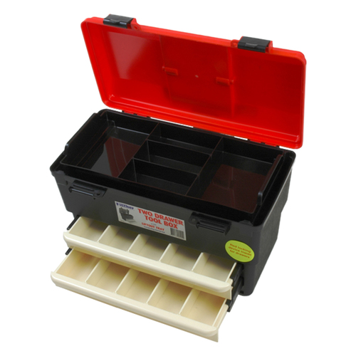 Fischer Small Plastic Utility Tool Box - 2 Drawers  and Tray - 400 x 230 x 250mm
