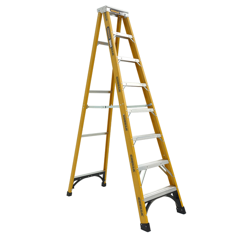 Single sided 180kg Rated Heavy Duty Industrial Fibreglass A-frame ladder 2.4m (8ft)
