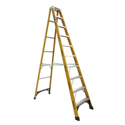 Single sided 180kg Rated Heavy Duty Industrial Fibreglass A-frame ladder 3.0m (10ft)