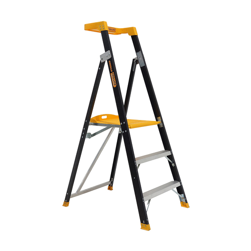 Platform Ladder 150kg Rated Pro-Lite Industrial Fibreglass 3 Step (0.85m)