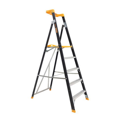 Platform Ladder 150kg Rated Pro-Lite Industrial Fibreglass 5 Step (1.45m)