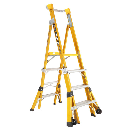 Adjustable Height 150kg Rated Industrial Fibreglass Platform Ladder 1.5m - 1.8m  (4ft - 5ft - 6ft)