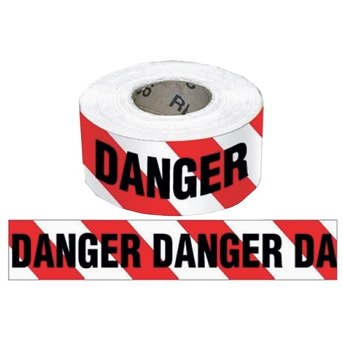 Reflective Workplace Safety Tape - Red & White - Danger