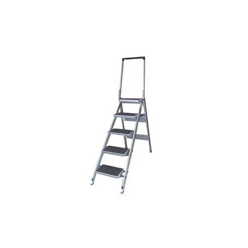 Little Jumbo Aluminium Single Sided Step Ladder - 1.2m - 5 Step - With Handrail