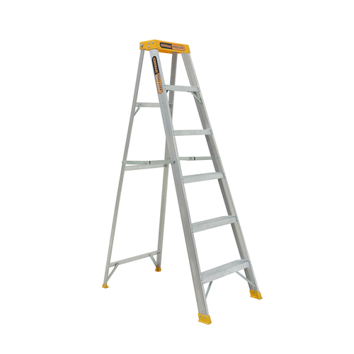 Single Sided 150kg Rated A-Frame Industrial Pro-Lite Aluminuim Ladder 6 Step  (1.74m)