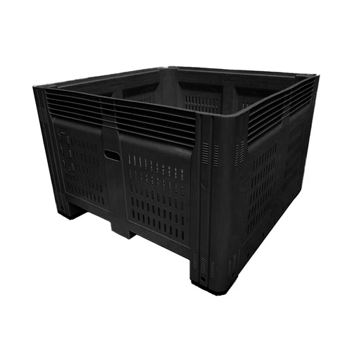 755L Nally Megabin Black Vented Plastic Bulk Bin - 1165 x 1165 x 780mm