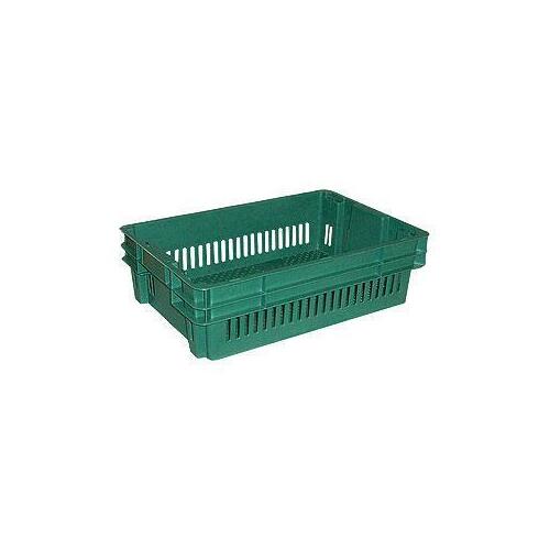 Nally 26L Stack & Nest Plastic Container - 578 x 384 x 166mm - Vented - Green