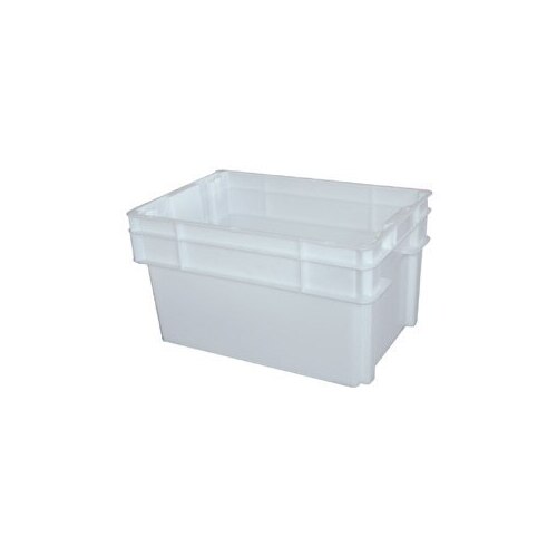 Nally 52L Stack & Nest Plastic Container - 578 x 384 x 318mm - Solid - White