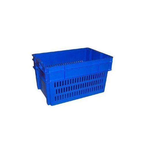 Nally 52L Stack & Nest Plastic Container - 578 x 384 x 318mm - Vented - Blue