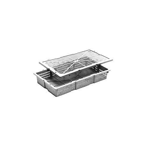 Nally 15L Nesting Plastic Crate Prawn Tray - 600 x 352 x 96mm - Grey
