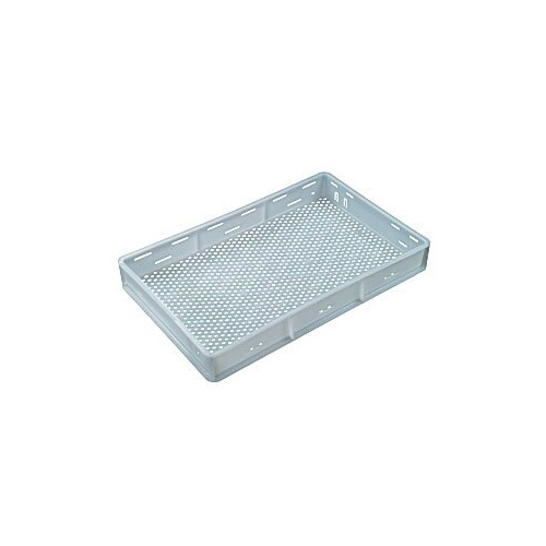 Nally 29L Plastic Stacking Food Produce Crate - 712 x 448 x 95mm - White - Vented