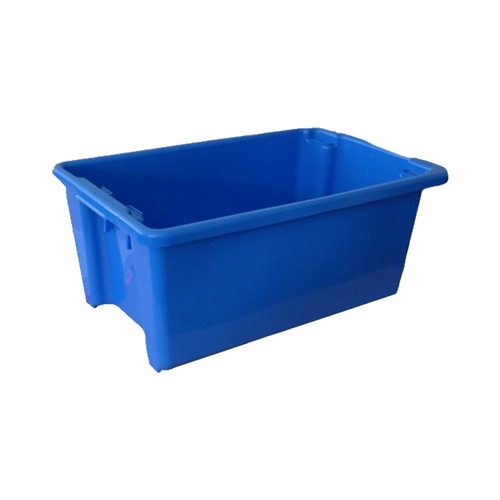 52L Food Grade Plastic Industrial Stack & Nest Container- 645 x 413 x 276mm - Blue