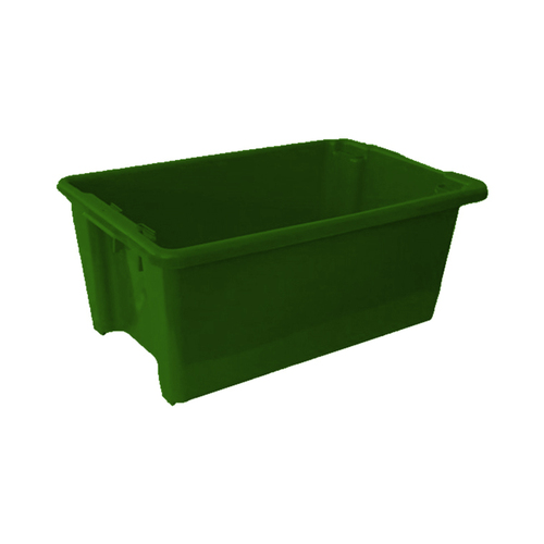 52L Food Grade Plastic Industrial Stack & Nest Container- 645 x 413 x 276mm - Green