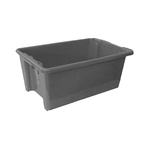 52L Food Grade Plastic Industrial Stack & Nest Container- 645 x 413 x 276mm - Grey