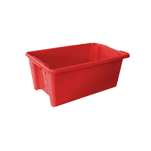 52L Food Grade Plastic Industrial Stack & Nest Container- 645 x 413 x 276mm - Red
