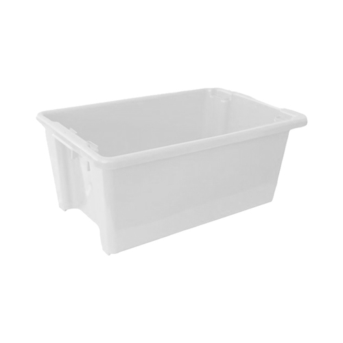 52L Food Grade Plastic Industrial Stack & Nest Container- 645 x 413 x 276mm - White