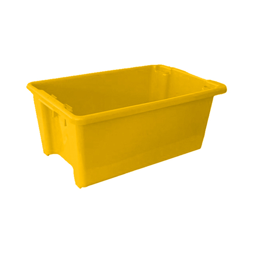 52L Food Grade Plastic Industrial Stack & Nest Container- 645 x 413 x 276mm - Yellow
