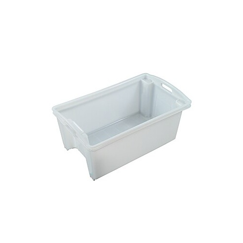 54L Plastic Stack & Nest Container - 711 x 438 x 316mm - White - Ventilated Base