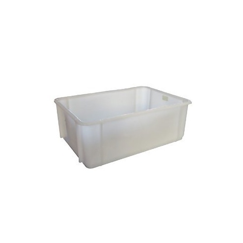 36L Plastic Stacking Container - Solid Base - 565 x 387 x 203mm - White