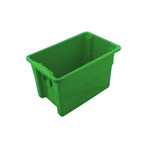 68L Food Grade Plastic Stack & Nest Container - 645 x 413 x 397mm - Green